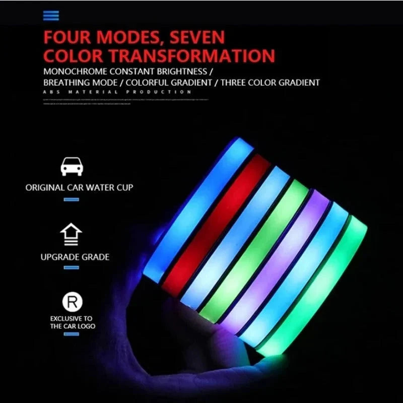 Car Cup Holder Coasters Multicolor LED Motion-Activated USB-Rechargeable
