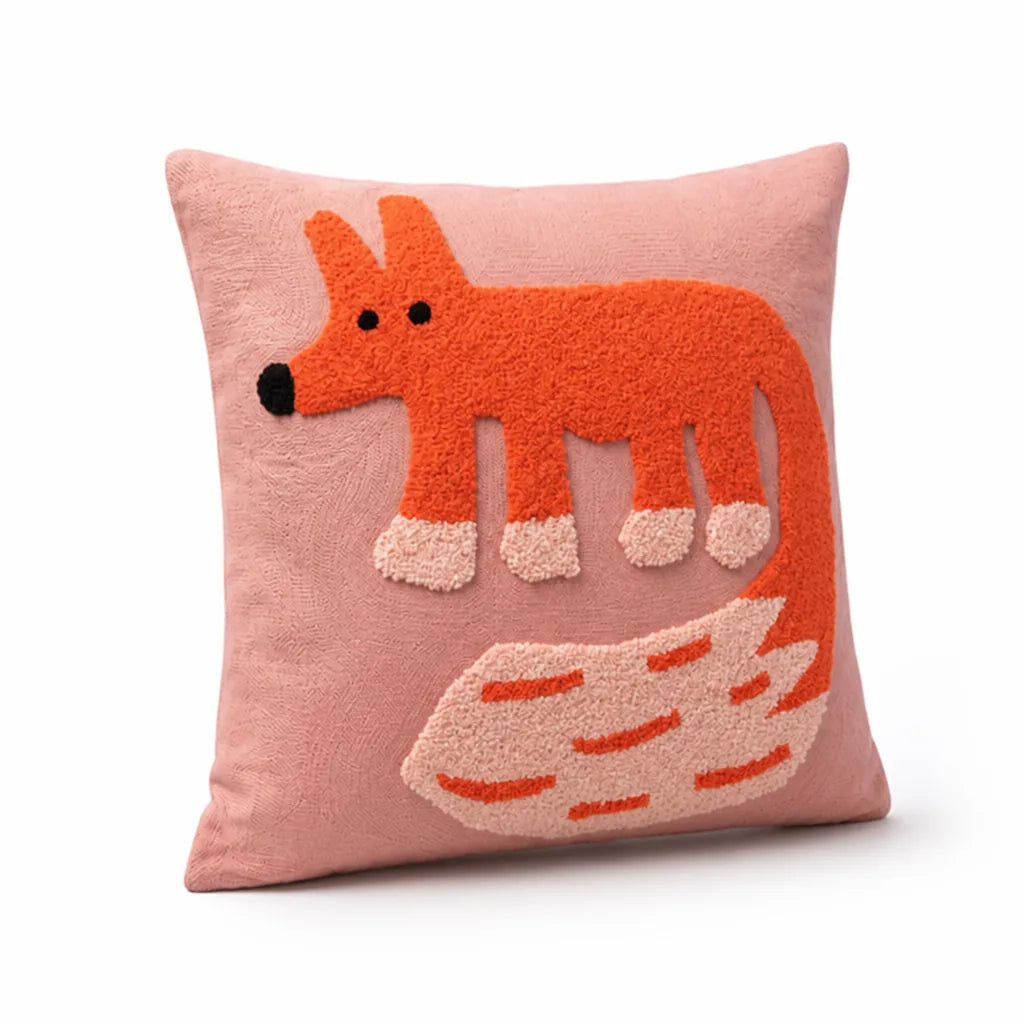 Cartoon Animal Embroidery Cushion Cover (45x45 cm)