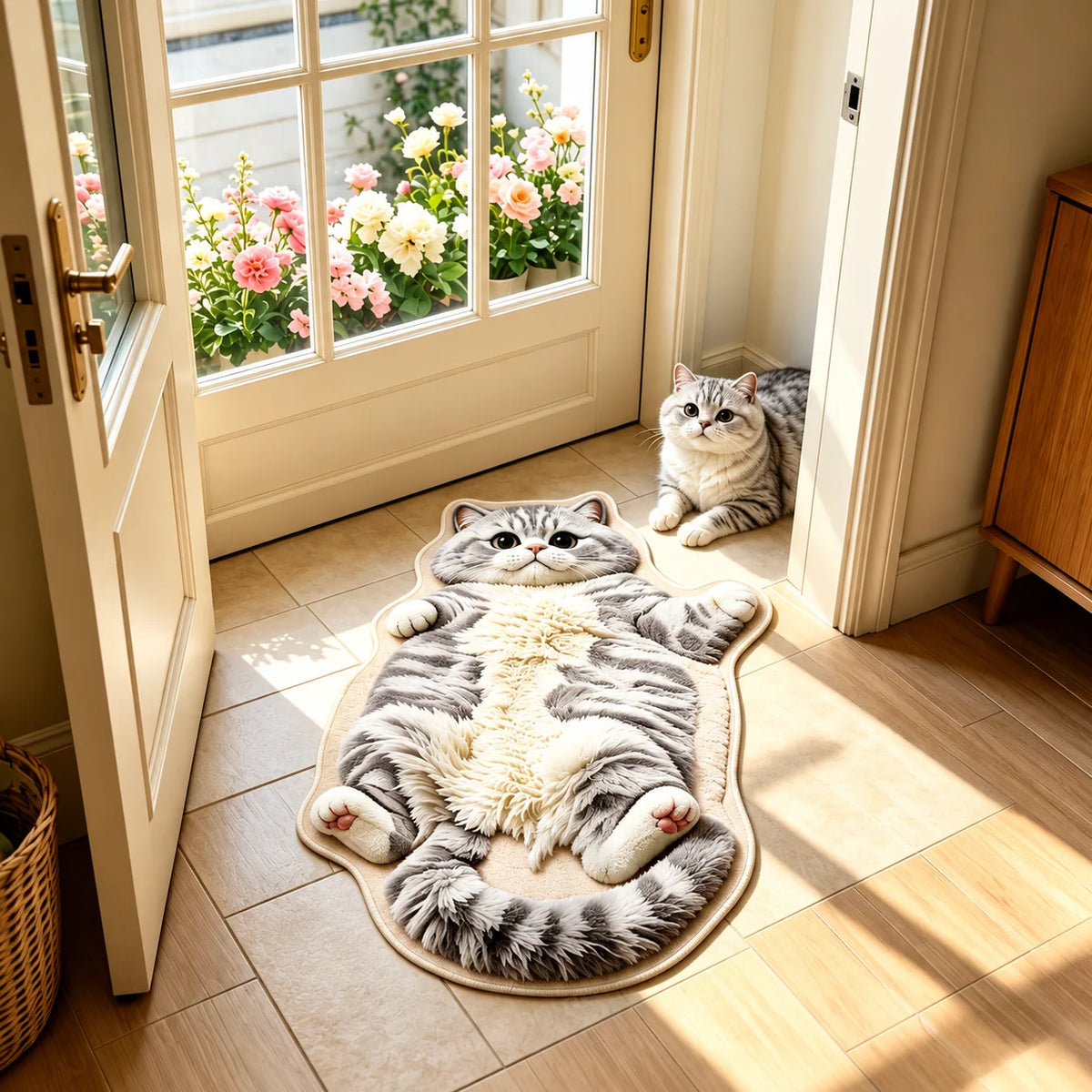Cat Rug Cat-Shaped Washable Non-Slip Backing
