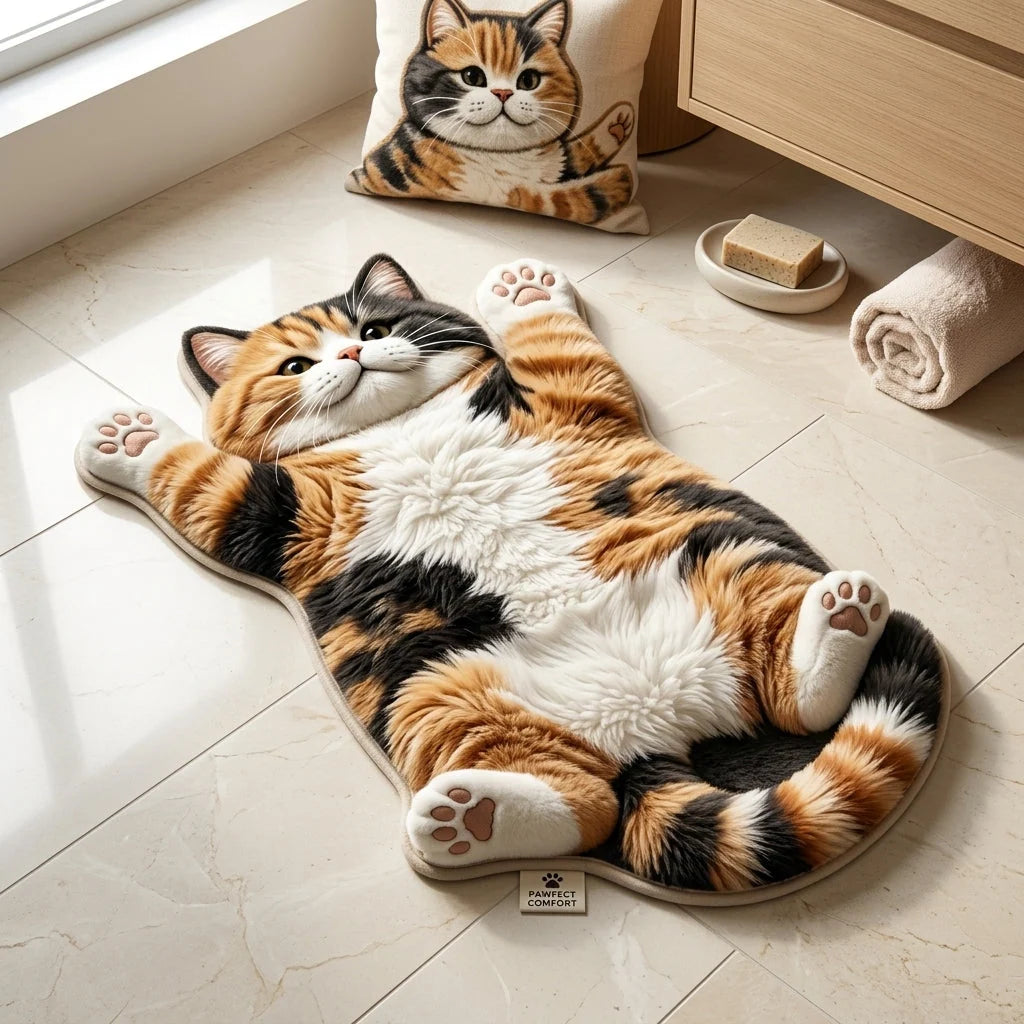 Cat Rug Cat-Shaped Washable Non-Slip Backing
