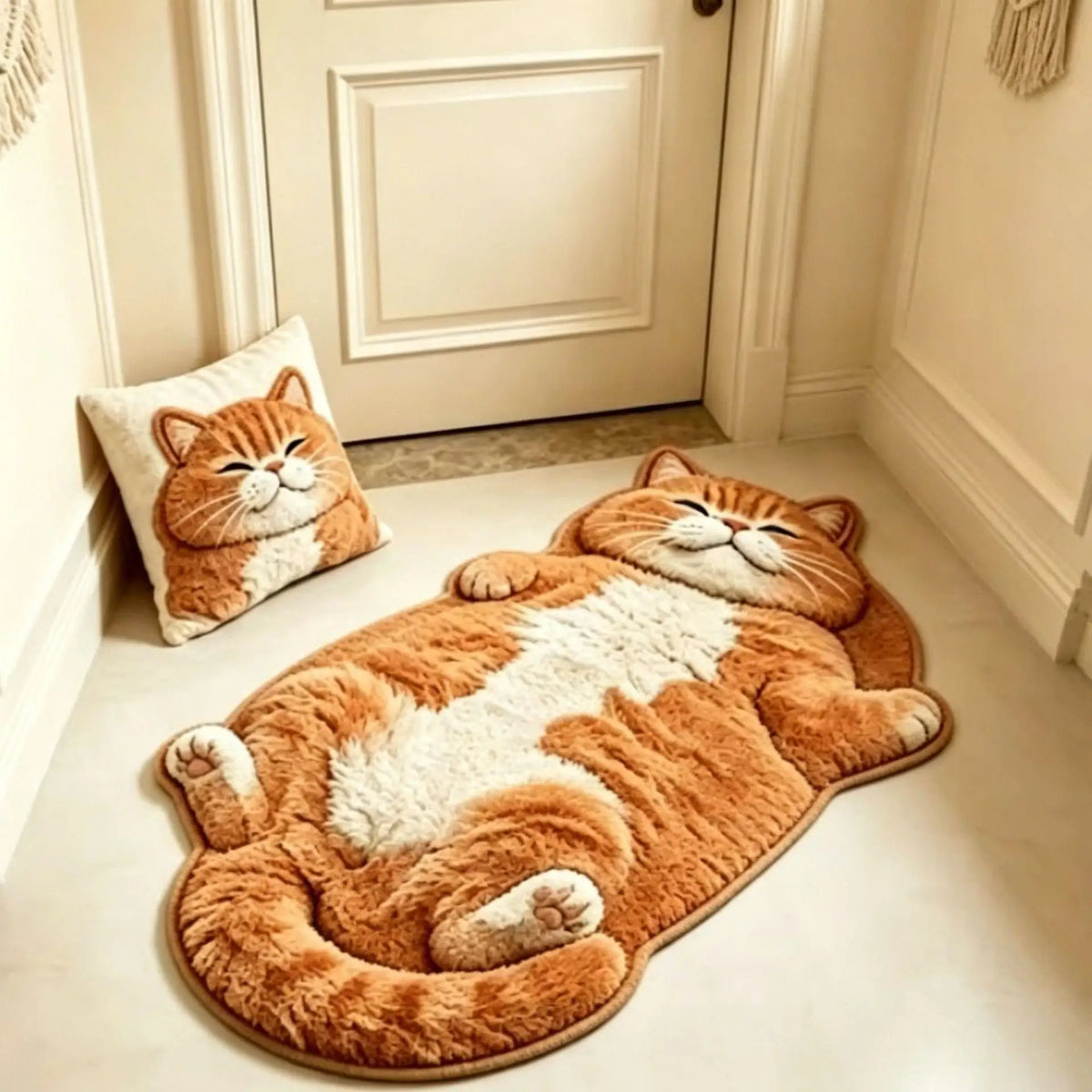 Cat Rug Cat-Shaped Washable Non-Slip Backing