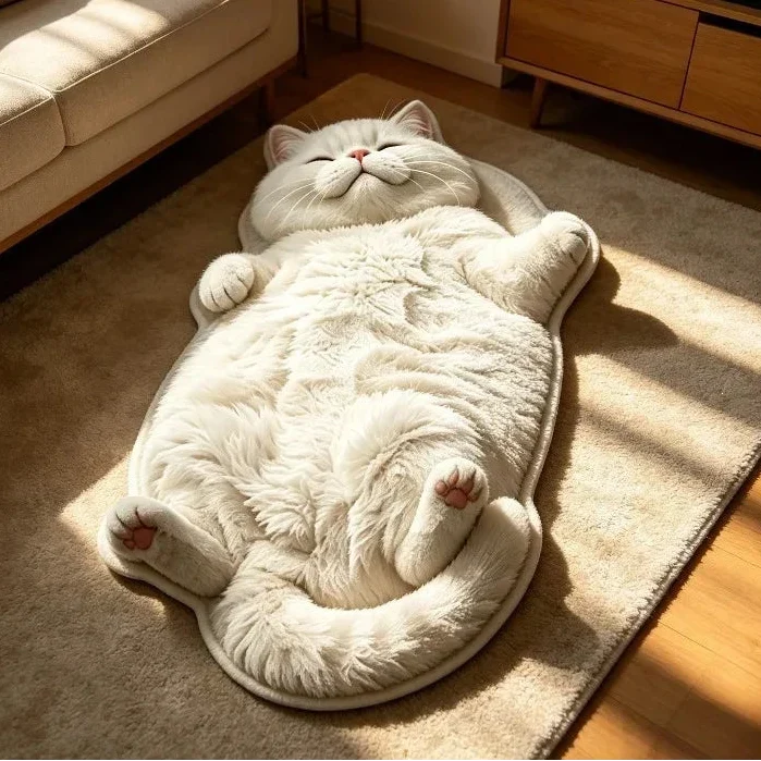 Cat Rug Cat-Shaped Washable Non-Slip Backing