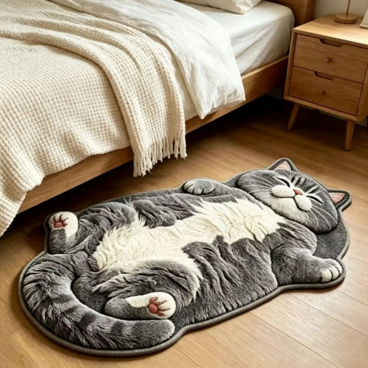 Cat Rug Cat-Shaped Washable Non-Slip Backing