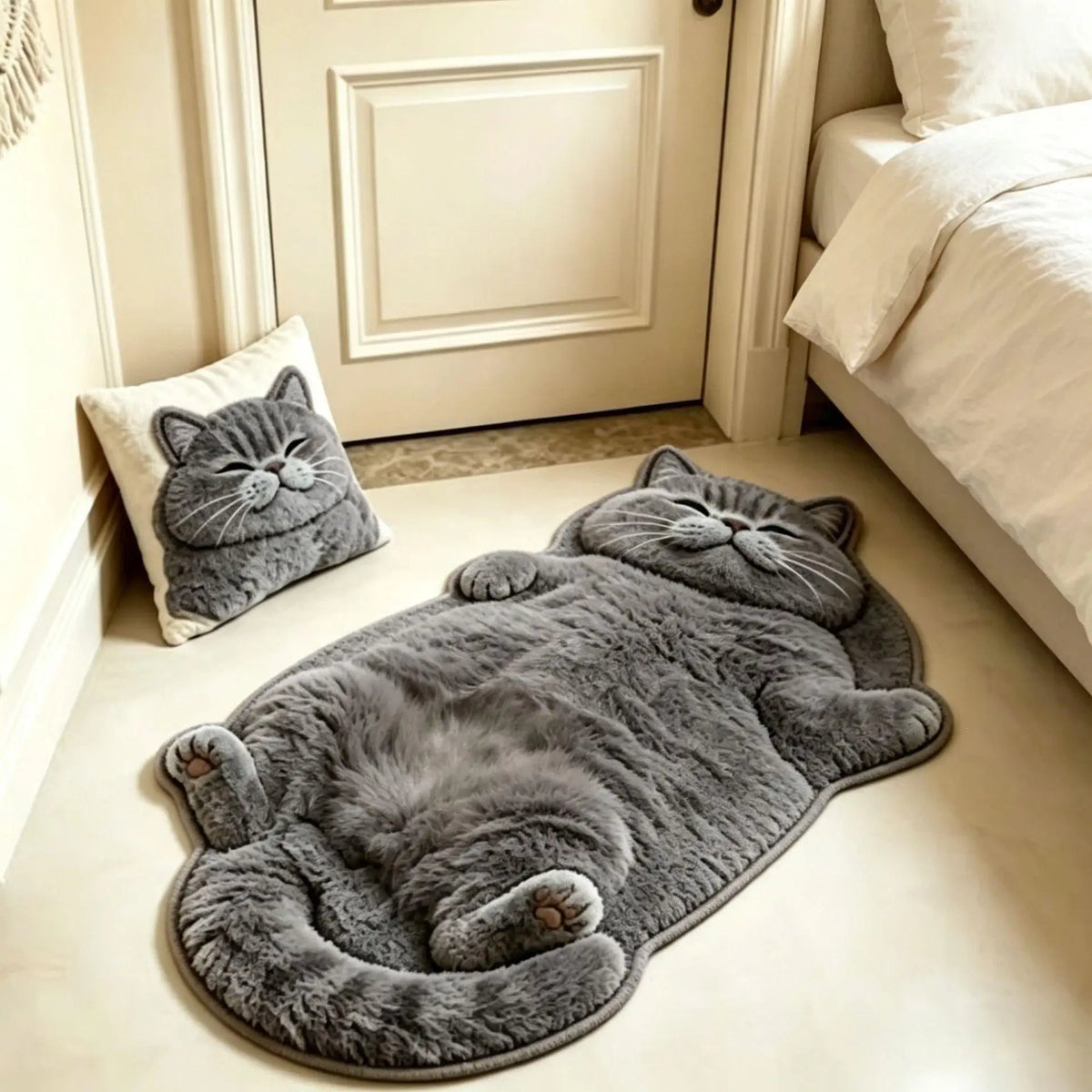 Cat Rug Cat-Shaped Washable Non-Slip Backing