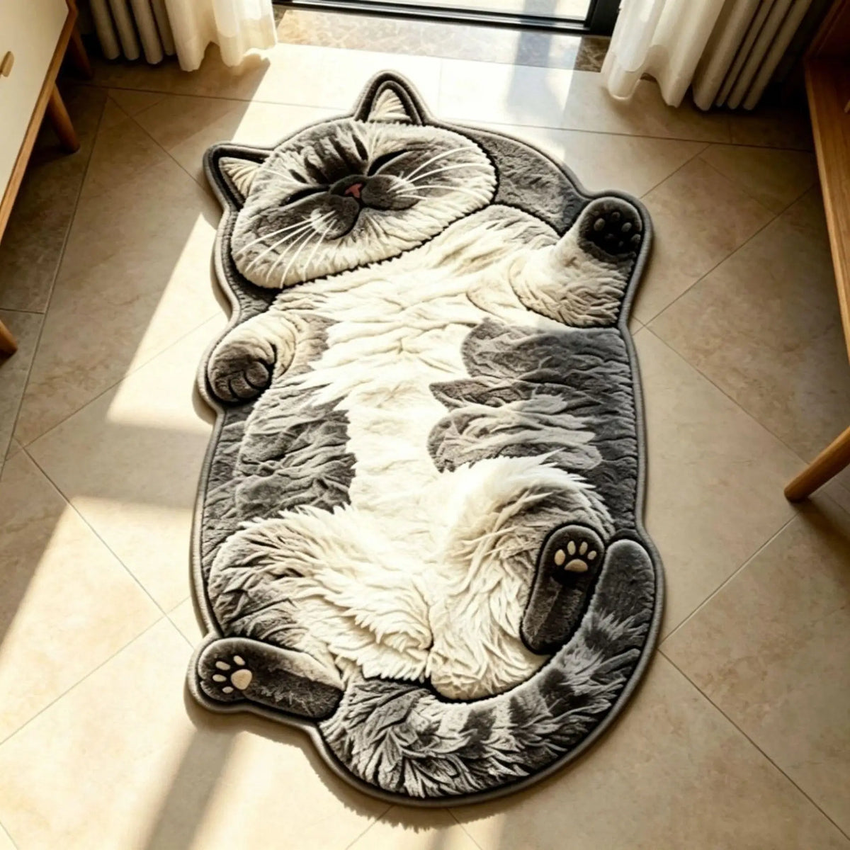 Cat Rug Cat-Shaped Washable Non-Slip Backing