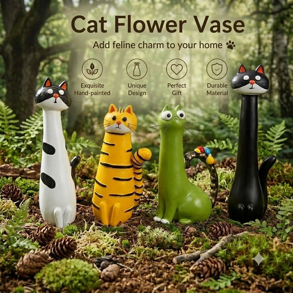Cat Vase Glazed Ceramic Scratch-Resistant Finish