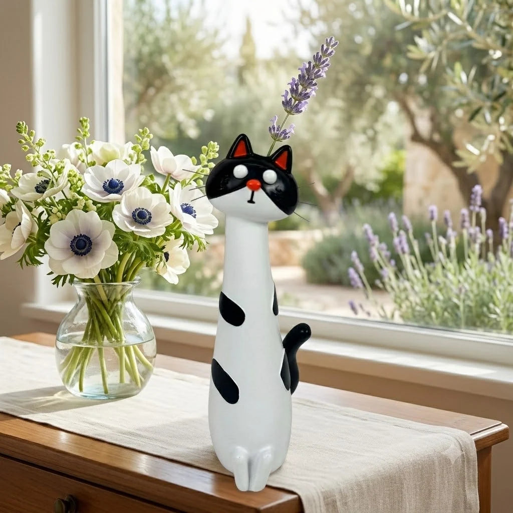 Cat Vase Glazed Ceramic Scratch-Resistant Finish