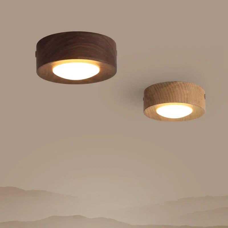 Ceiling Light Natural Wood Integrated LED Three-Color Lighting