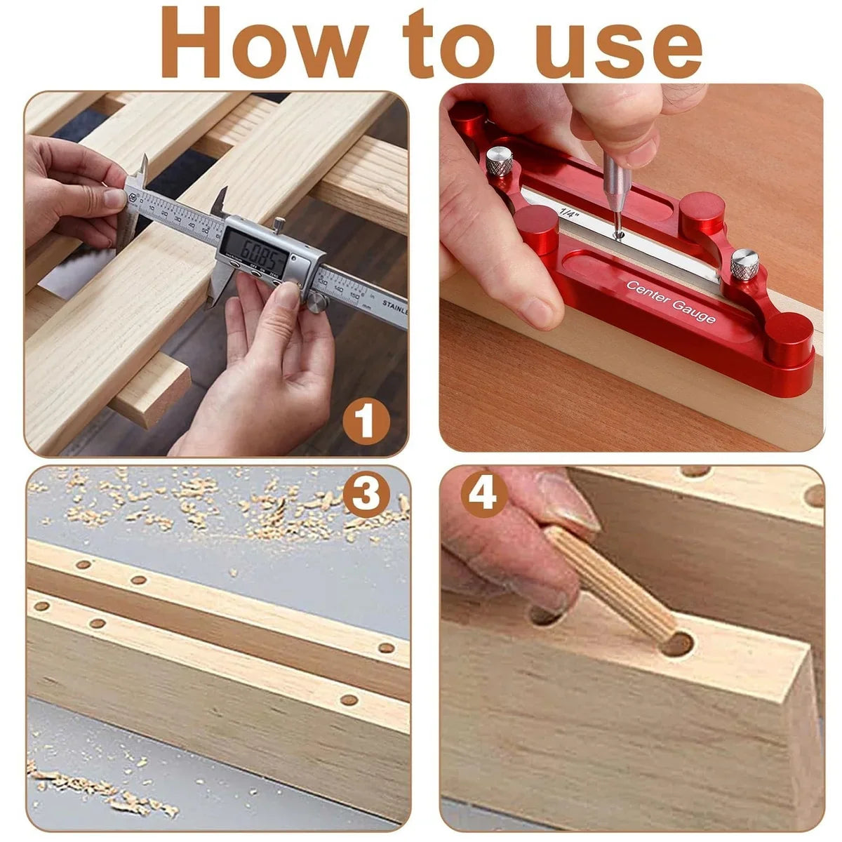 Center Marking Gauge Set Adjustable Two-Sided 9 Strips