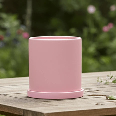 Ceramic Plant Pot Matte Glazed With Drainage Hole & Matching Saucer
