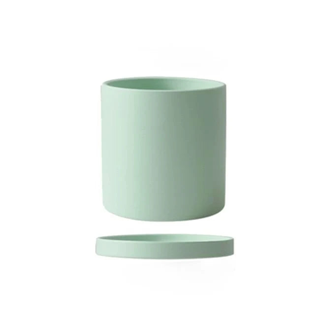 Ceramic Plant Pot Matte Glazed With Drainage Hole & Matching Saucer
