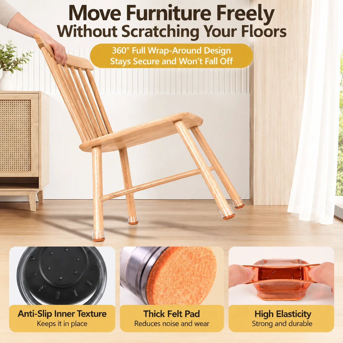 Chair Leg Protectors Felt Bottom Washable Reusable