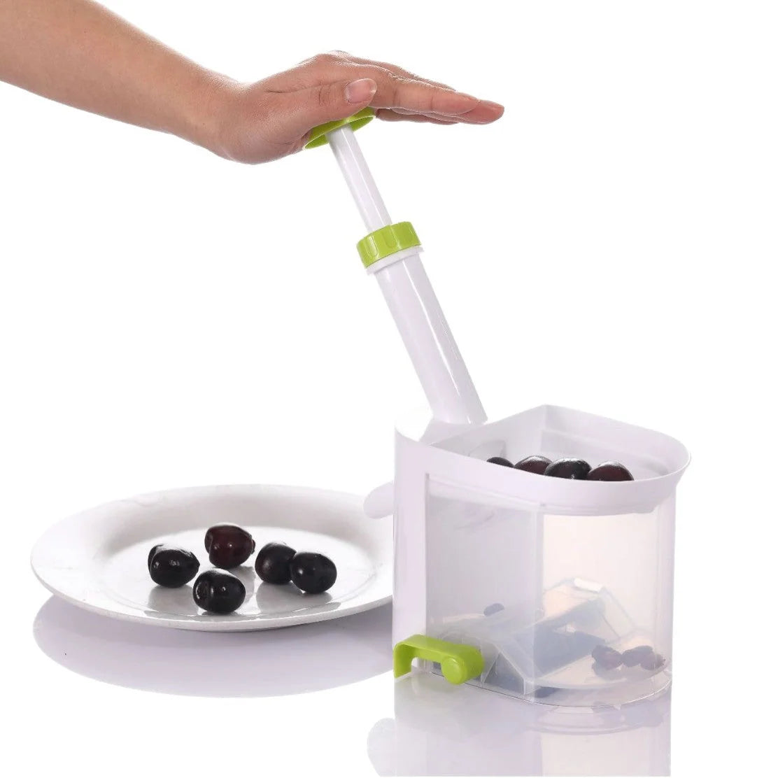 Cherry Pitter Stainless Steel Rod Built-In Pit Container Dishwasher-Safe Components