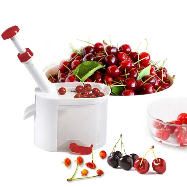 Cherry Pitter Stainless Steel Rod Built-In Pit Container Dishwasher-Safe Components