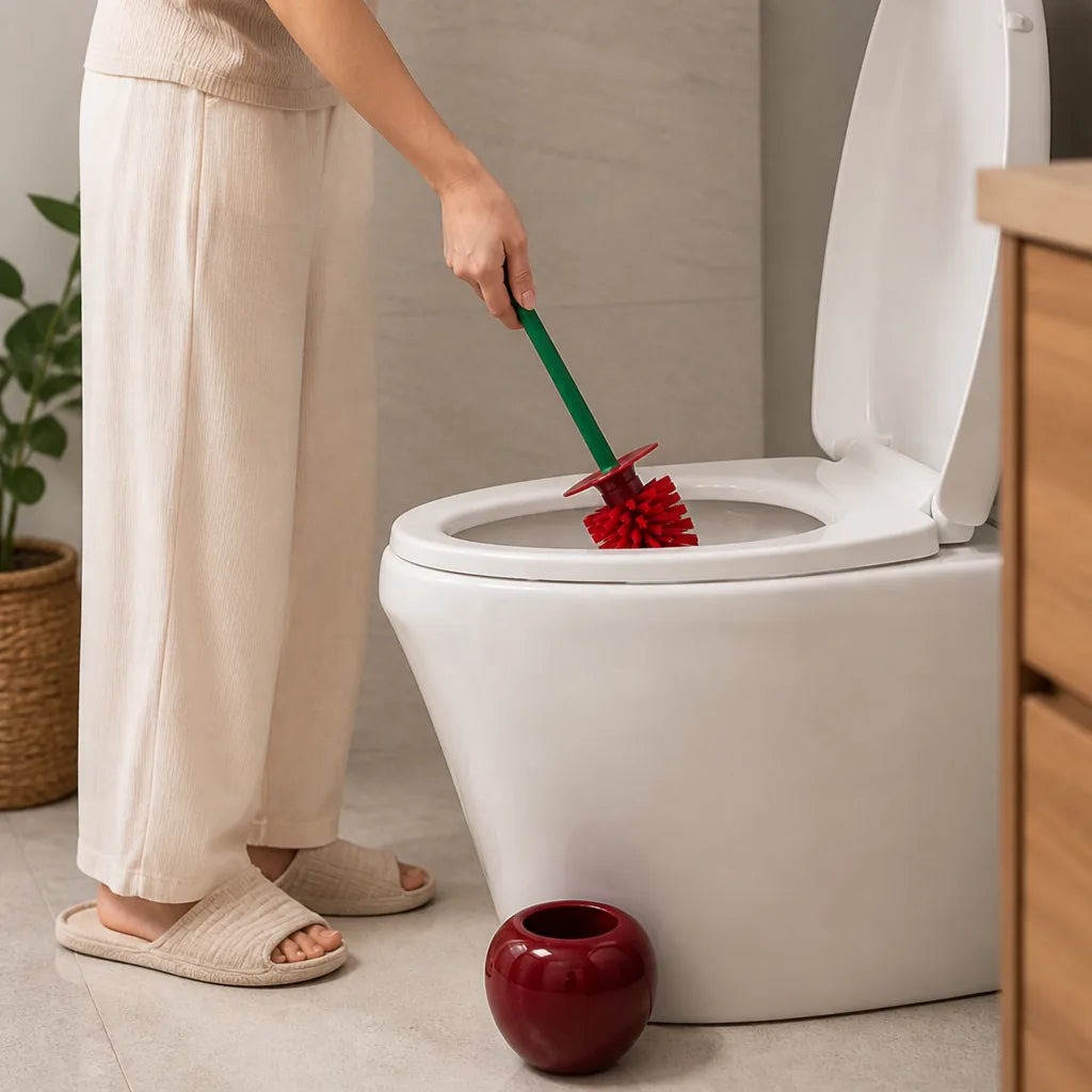 Cherry-Shaped Round-Base Toilet Brush and Holder