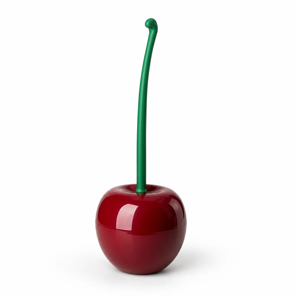 Cherry-Shaped Round-Base Toilet Brush and Holder