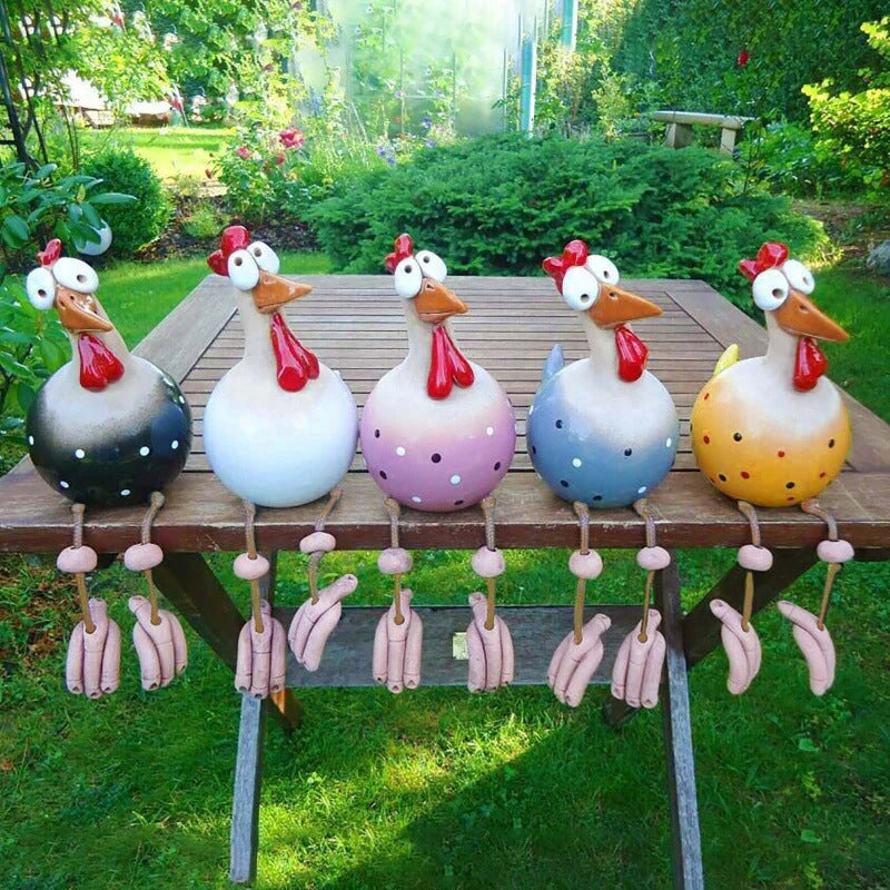 Chicken Garden Decor Hand-Painted Dangling Legs Indoor & Outdoor