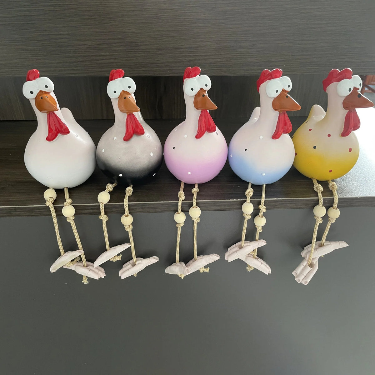 Chicken Garden Decor Hand-Painted Dangling Legs Indoor & Outdoor