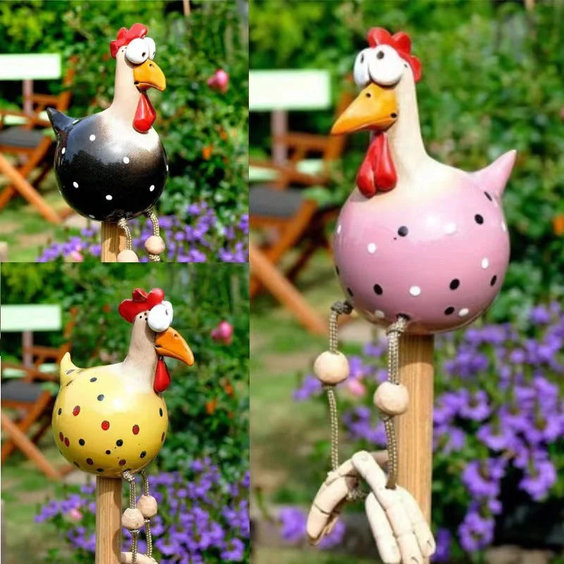 Chicken Garden Decor Hand-Painted Dangling Legs Indoor & Outdoor