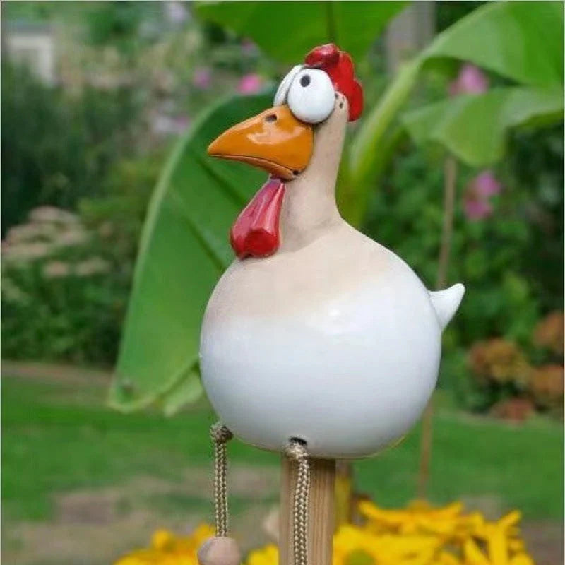 Chicken Garden Decor Hand-Painted Dangling Legs Indoor & Outdoor