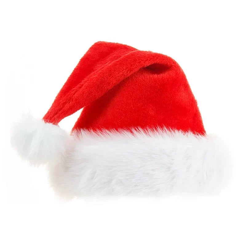 Christmas Hat Soft Fleece White Faux Fur Trim One Size Fits Most