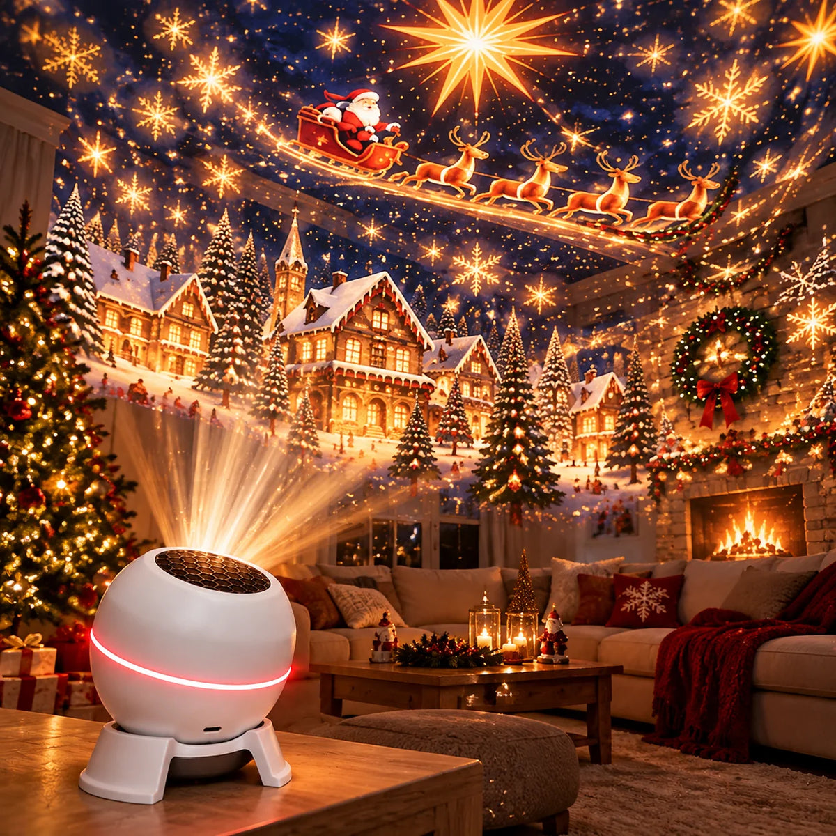 Christmas Light Projector Moving Patterns USB Powered Indoor Decor