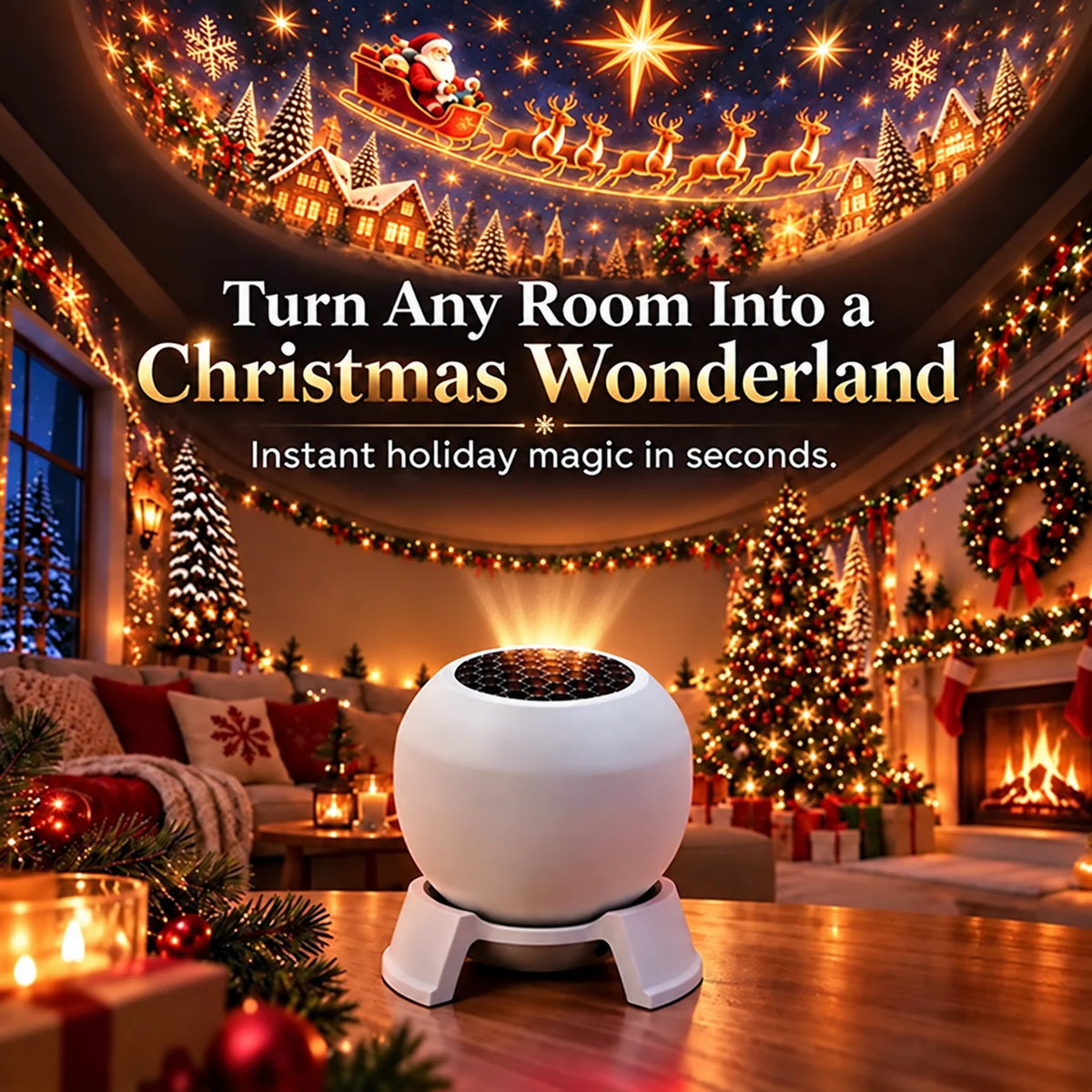 Christmas Projection Night Light USB Powered Compact