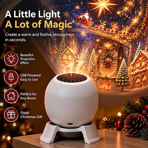 Christmas Projection Night Light USB Powered Compact