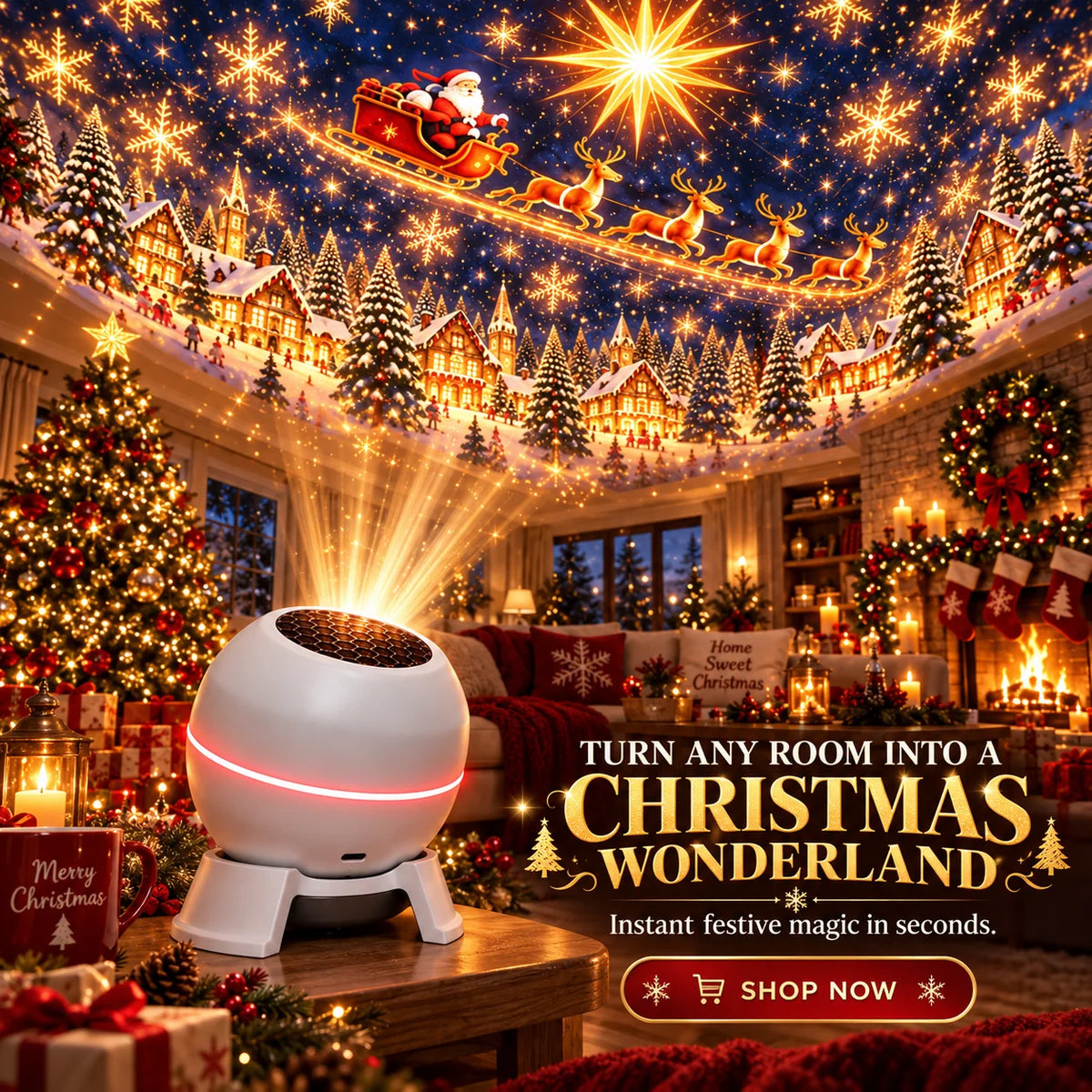 Christmas Projector Moving Designs USB-Powered Indoor Decor