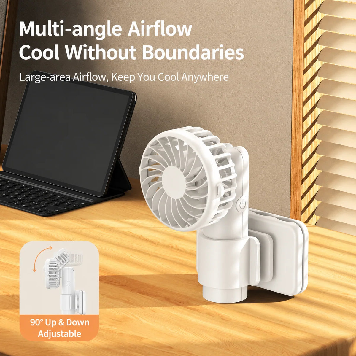 Clip-On Fan USB Rechargeable 3-Speed Adjustable Head