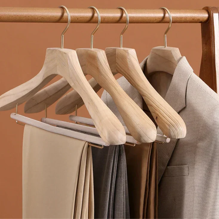 Clothes Hangers Camphor Wood Wide Shoulders Set of 3