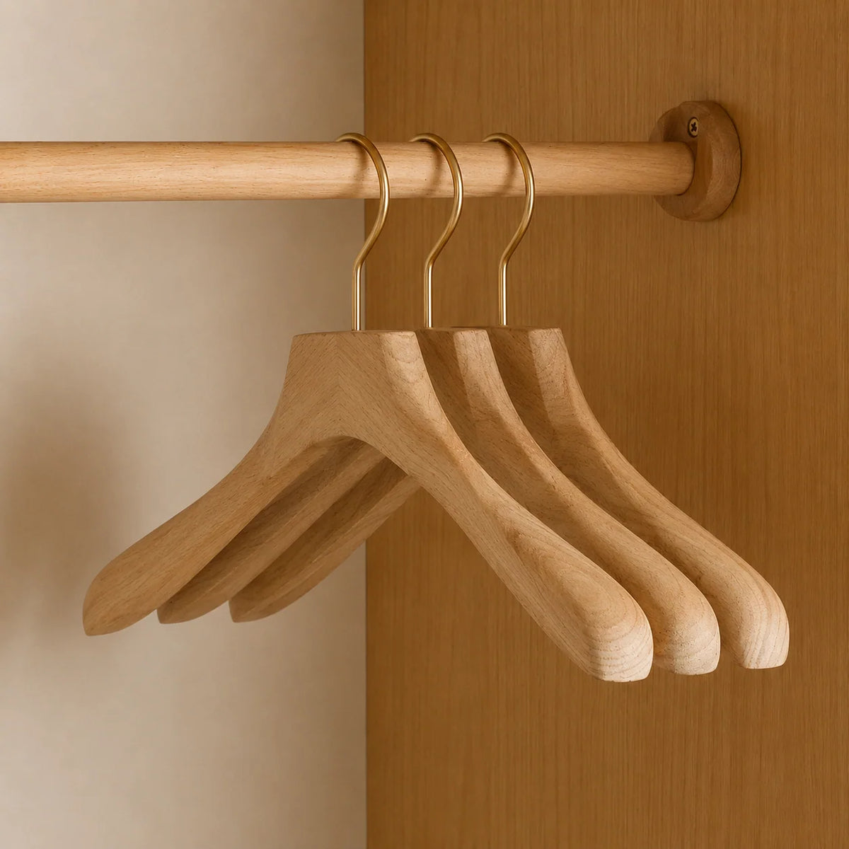 Clothes Hangers Camphor Wood Wide Shoulders Set of 3