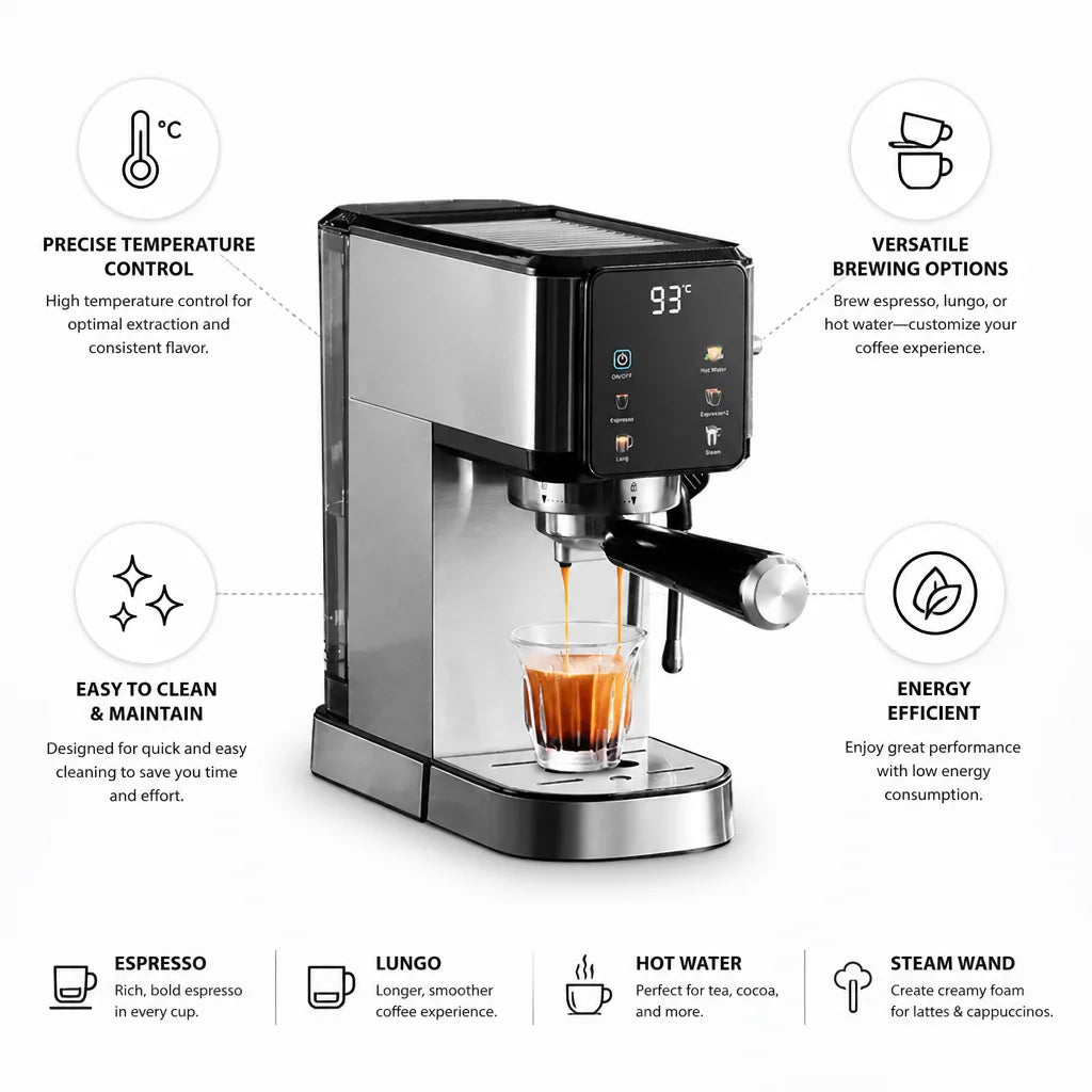 Coffee Machine Precise Temperature Control Espresso & Lungo