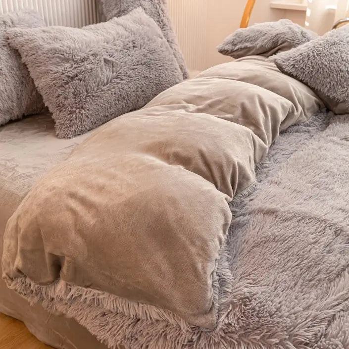 Comforter Set Plush Sherpa Fleece Machine Washable