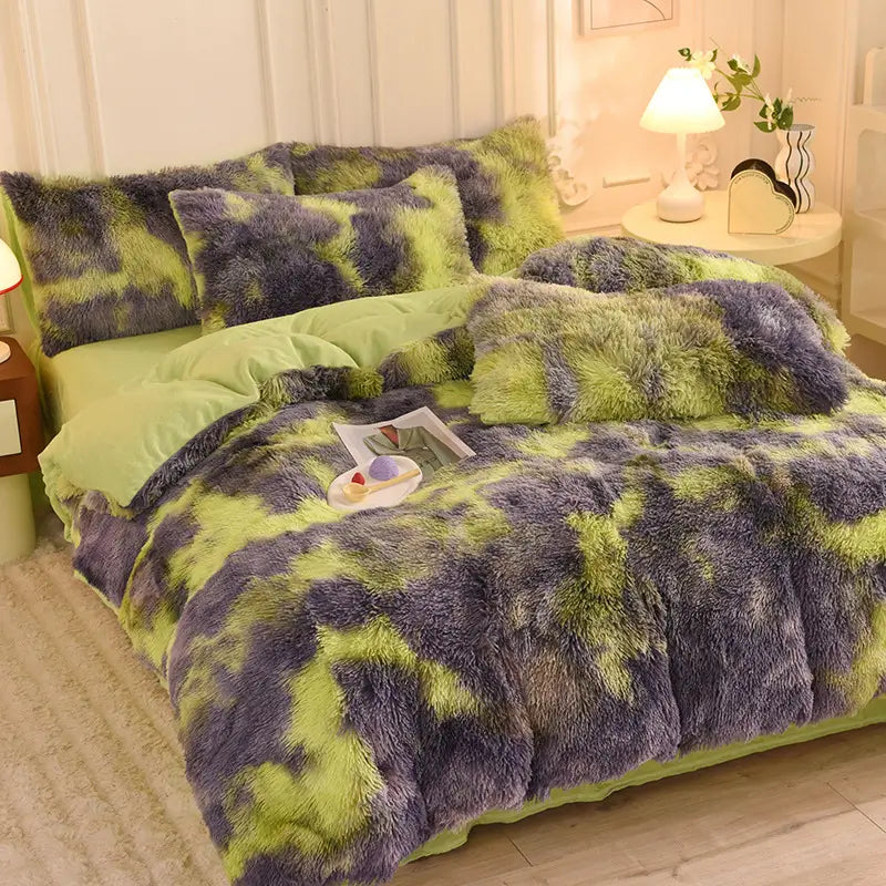 Comforter Set Plush Sherpa Fleece Machine Washable