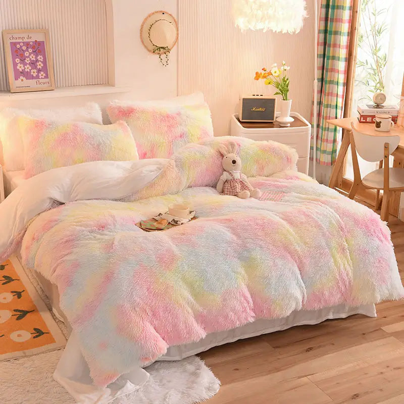 Comforter Set Plush Sherpa Fleece Machine Washable