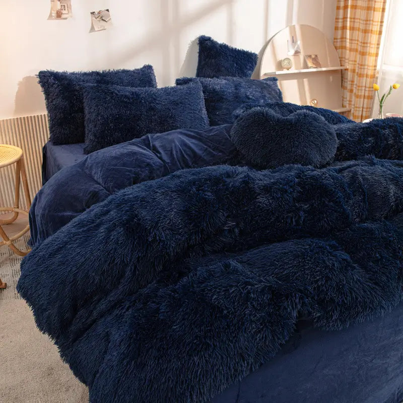 Comforter Set Plush Sherpa Fleece Machine Washable