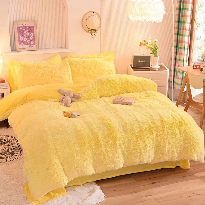 Comforter Set Plush Sherpa Fleece Machine Washable