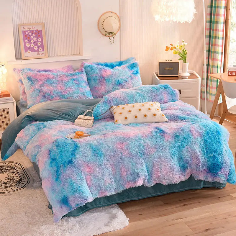 Comforter Set Plush Sherpa Fleece Machine Washable