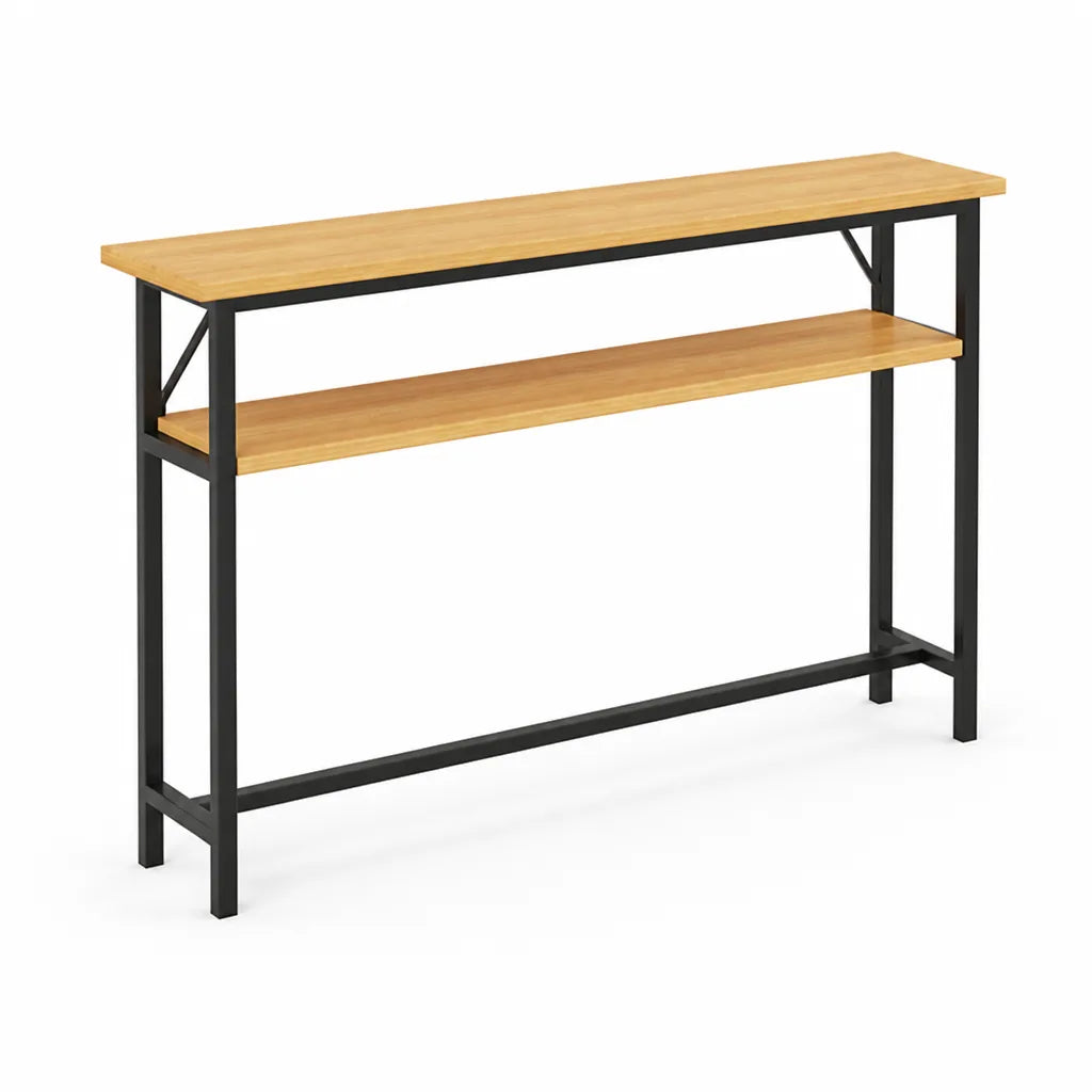 Console Table Slim Profile Scratch-Resistant Wood-Look Top
