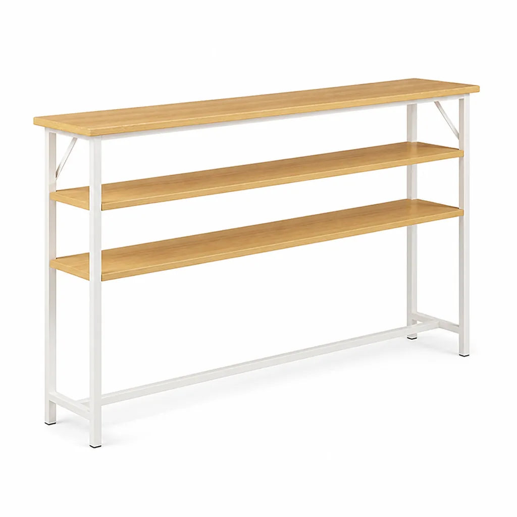 Console Table Slim Profile Scratch-Resistant Wood-Look Top