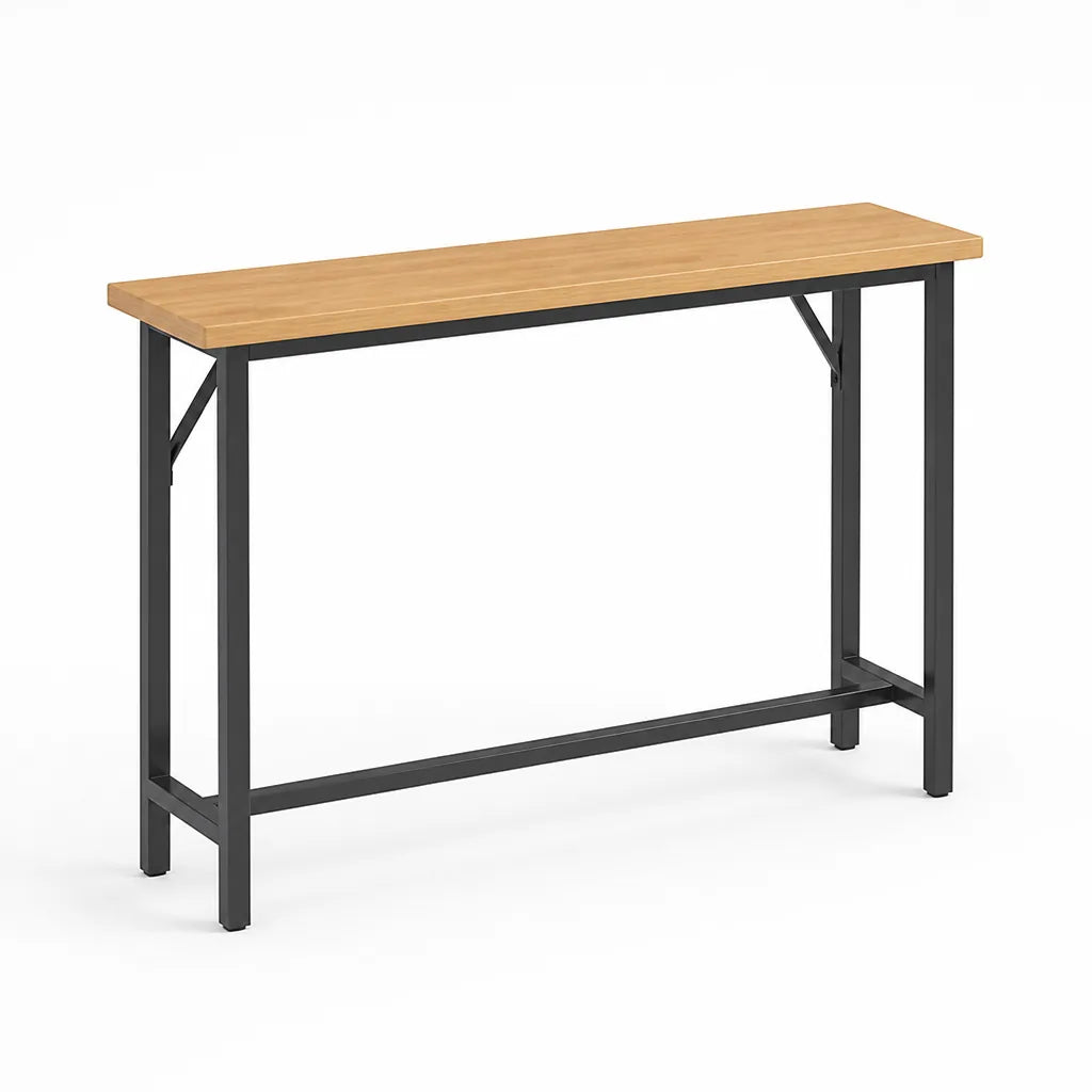 Console Table Slim Profile Scratch-Resistant Wood-Look Top