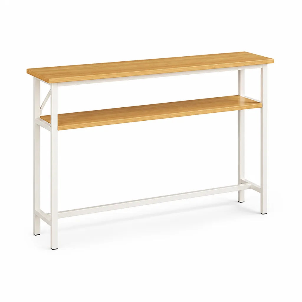 Console Table Slim Profile Scratch-Resistant Wood-Look Top