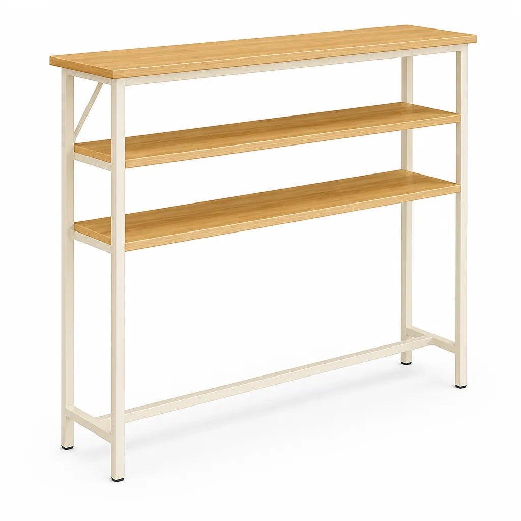Console Table Slim Profile Scratch-Resistant Wood-Look Top