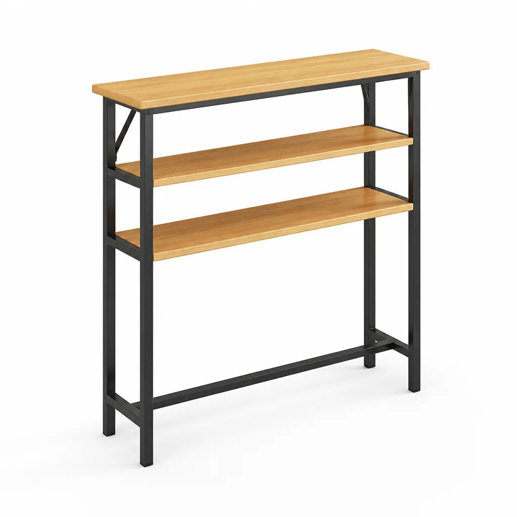 Console Table Slim Profile Scratch-Resistant Wood-Look Top