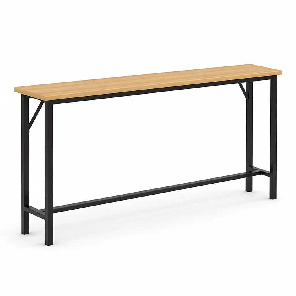Console Table Slim Profile Scratch-Resistant Wood-Look Top