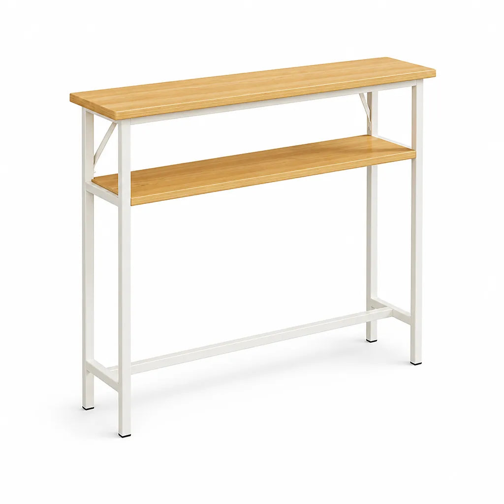 Console Table Slim Profile Scratch-Resistant Wood-Look Top