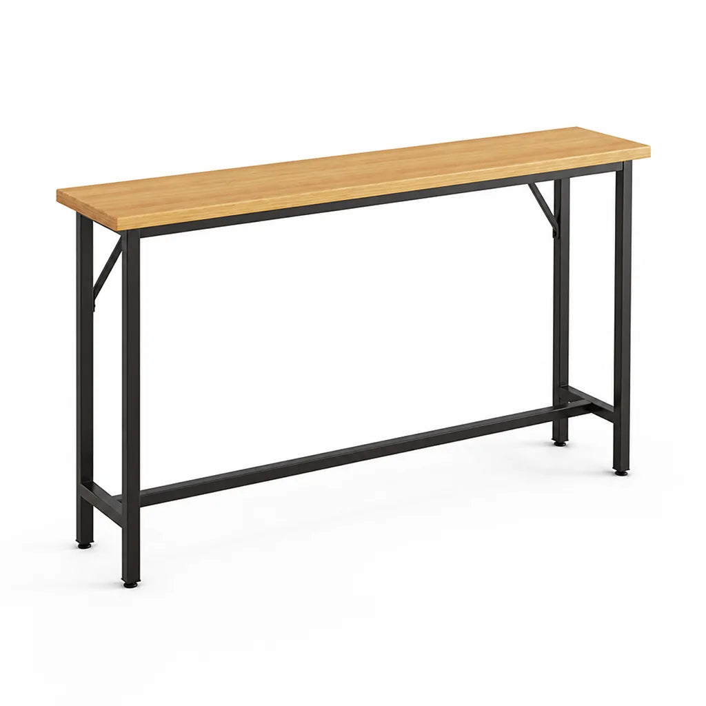 Console Table Slim Profile Scratch-Resistant Wood-Look Top
