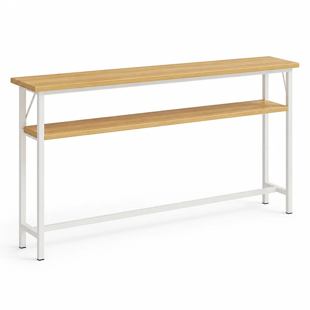 Console Table Slim Profile Scratch-Resistant Wood-Look Top