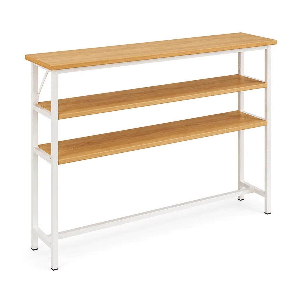 Console Table Slim Profile Scratch-Resistant Wood-Look Top